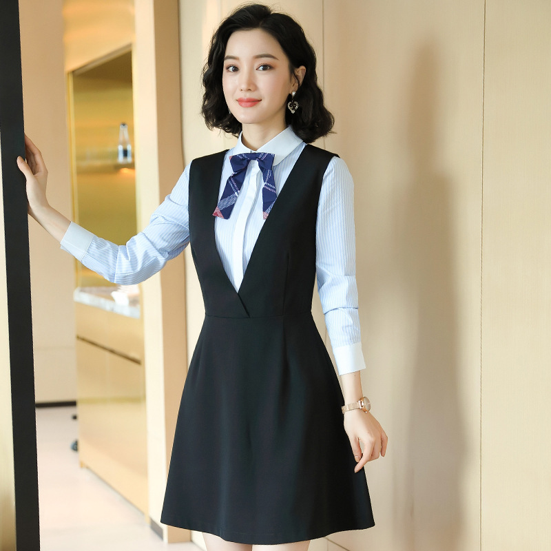 幼儿园教师职业装连衣裙两件套套装裙酒前台美容师珠宝工作服