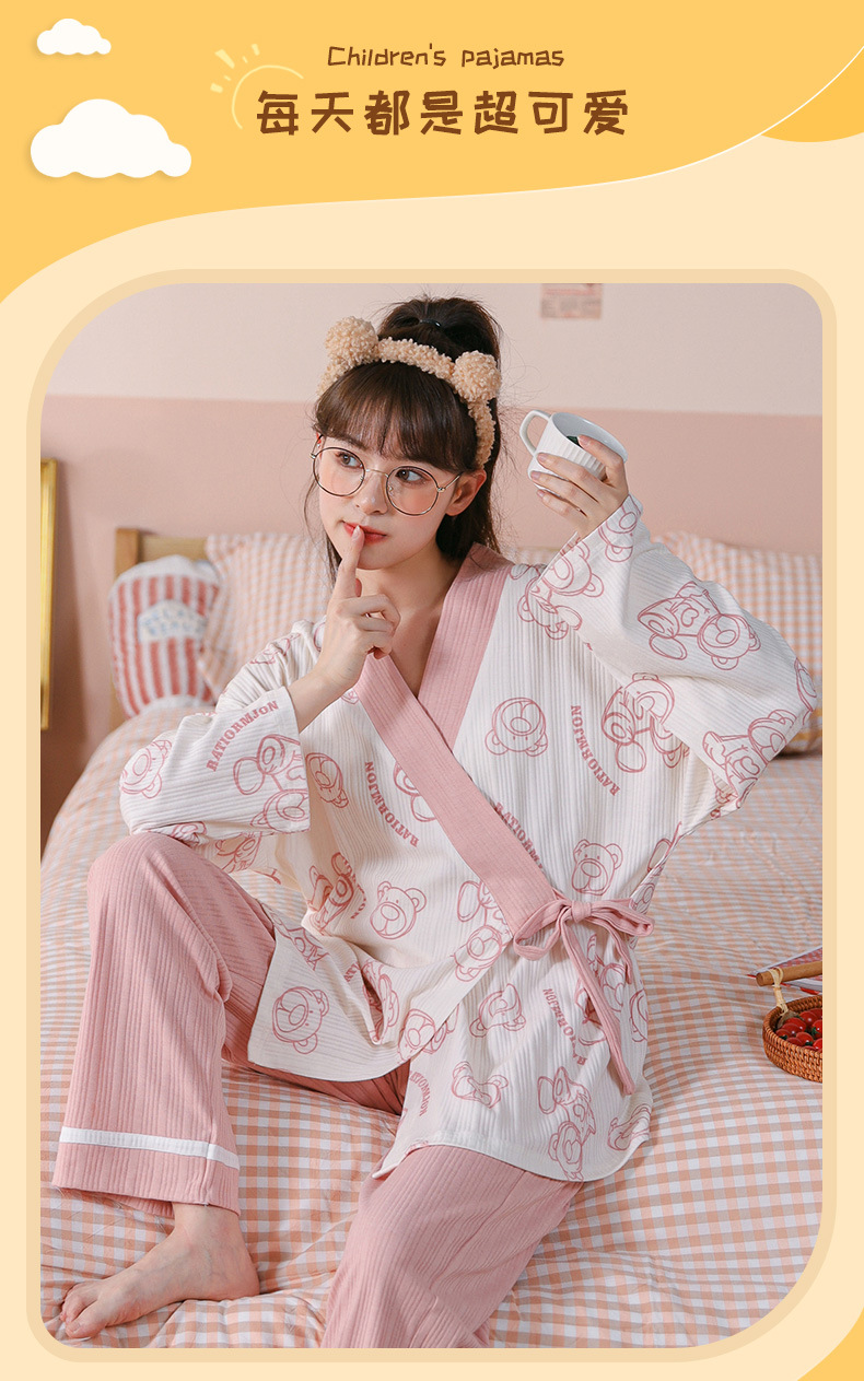 新国风汉服睡衣月子服潮流秋冬休闲女士家居服套装卡通女睡衣睡裤