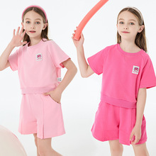 迪士尼草莓熊女童短袖T恤休闲夏季运动POLO衫短裤儿童大童套装