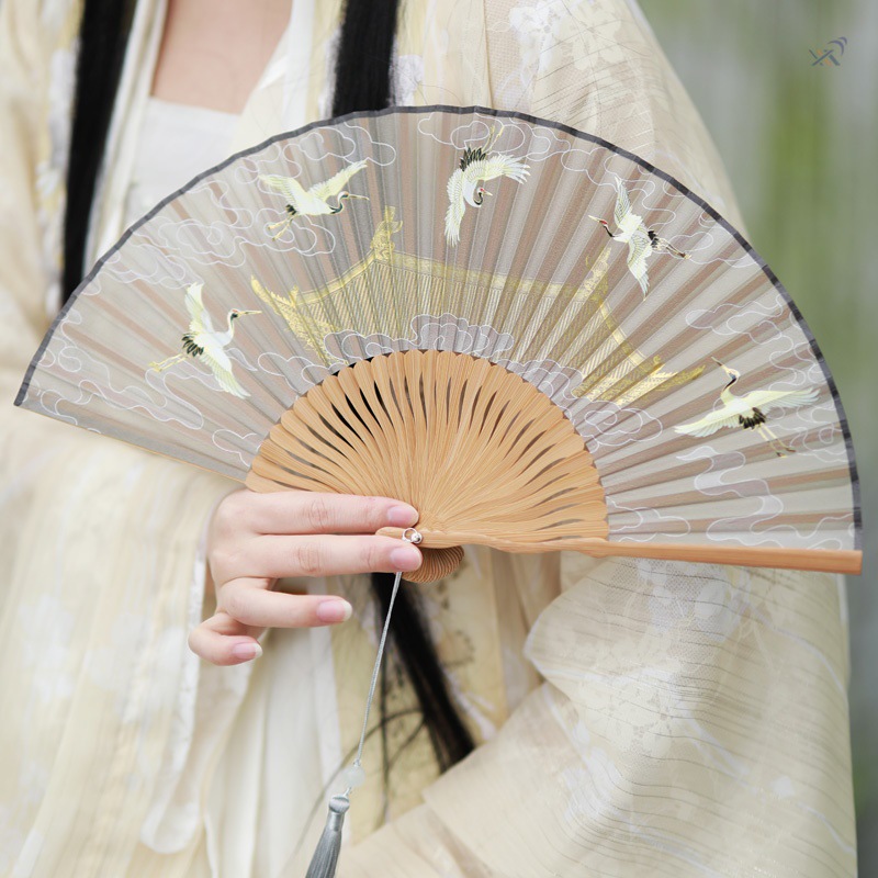 国风折扇仙女扇子古风配旗袍仙气古代易开合夏天竹子竹制便携公主