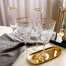 创意锤目金边水晶玻璃小酒杯香槟杯欧式高脚葡萄酒杯玻璃红酒杯