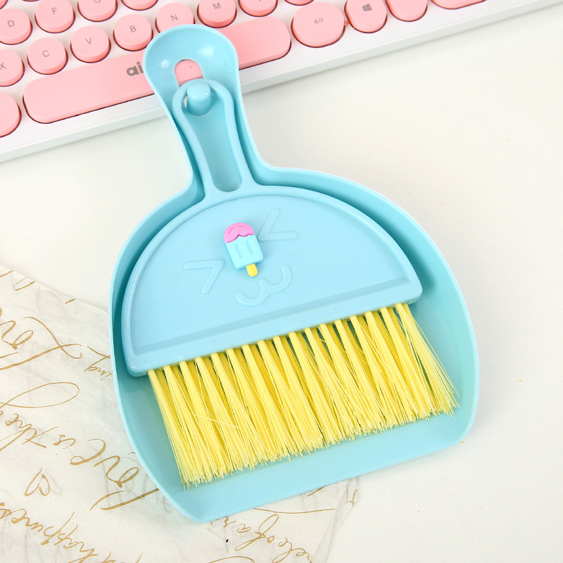 Cute Home Desktop Mini Broom Keyboard Cleaning Brush Small Size with Dustpan Small Broom Suit Computer Sundries Brush