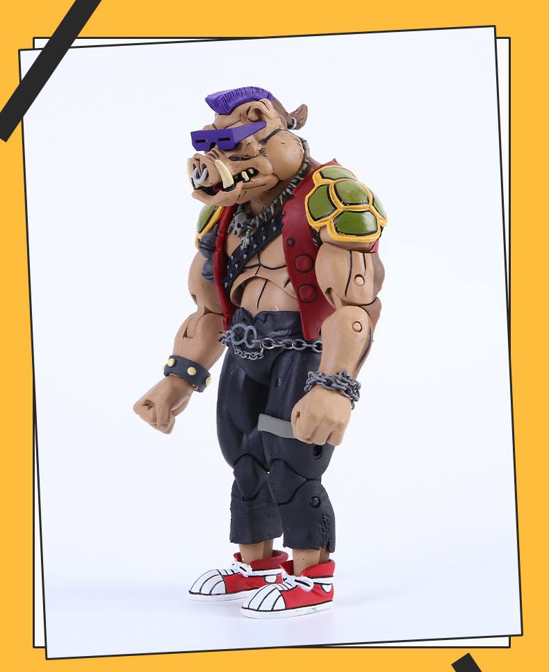 忍者神龟系列变种时代电影 关节可动人偶玩具犀牛野猪2款手办模型