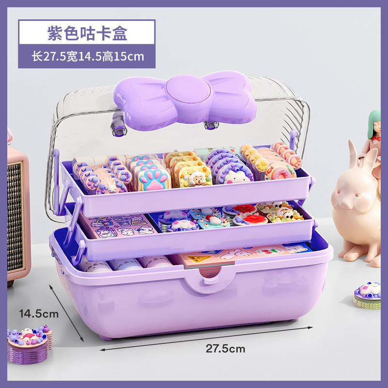 Children's Goka Storage Box Purple Cute Bow Rotating Girls' Hair Accessories Transparent Desktop Handmade Storage Box