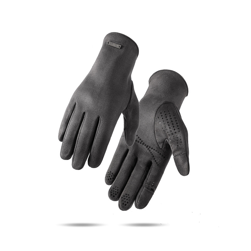 New Winter Gloves Warm Men's and Women's Outdoor Riding Suede Velvet Thickened Non-Slip Flip Touch Screen Gloves
