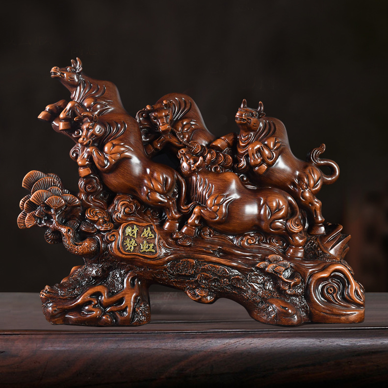 公司开业礼品商务摆设生肖琉璃工艺品牛气冲天办公室装饰品06147