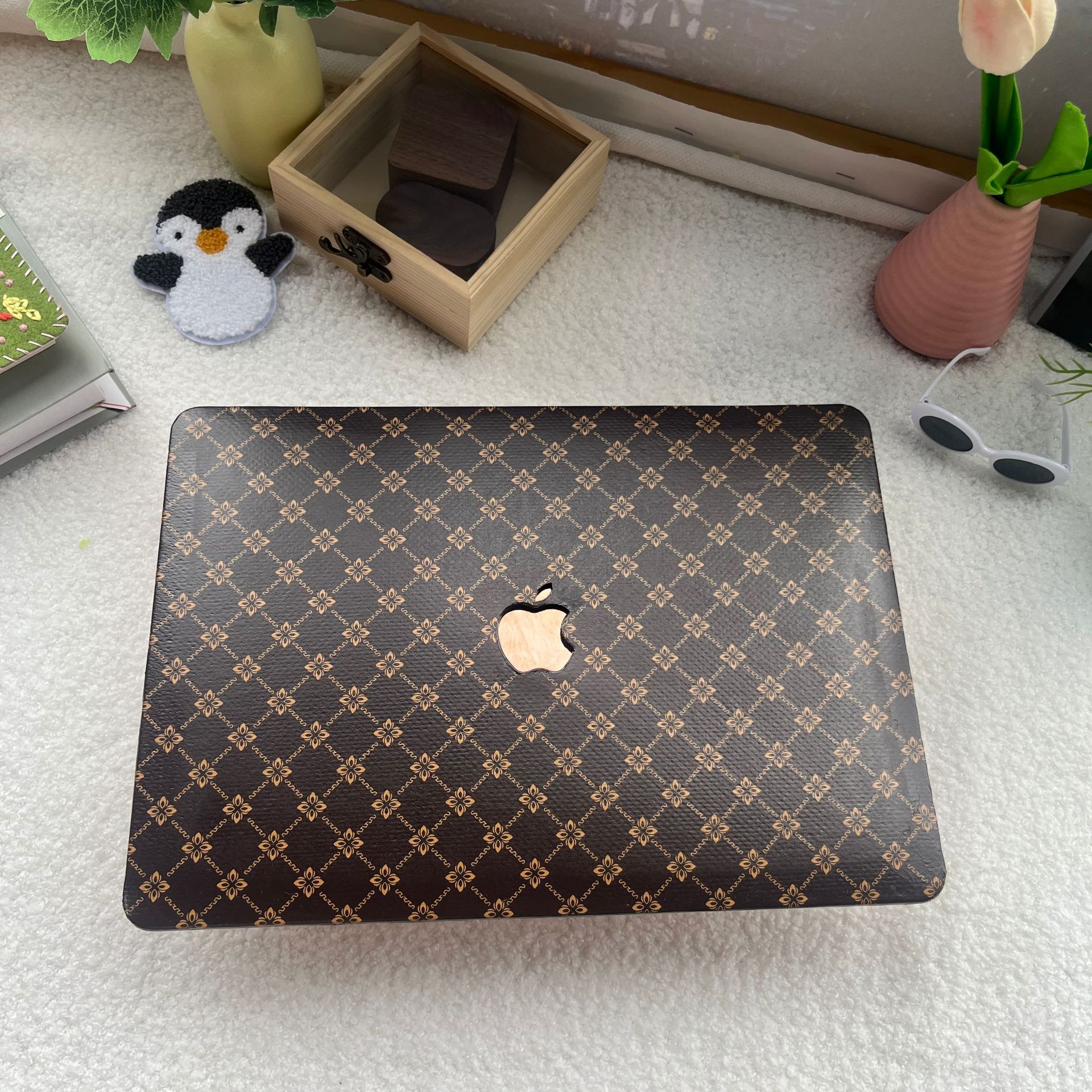 macbook air保护壳pu皮革款黑金 macbook pro笔记本电脑壳13寸