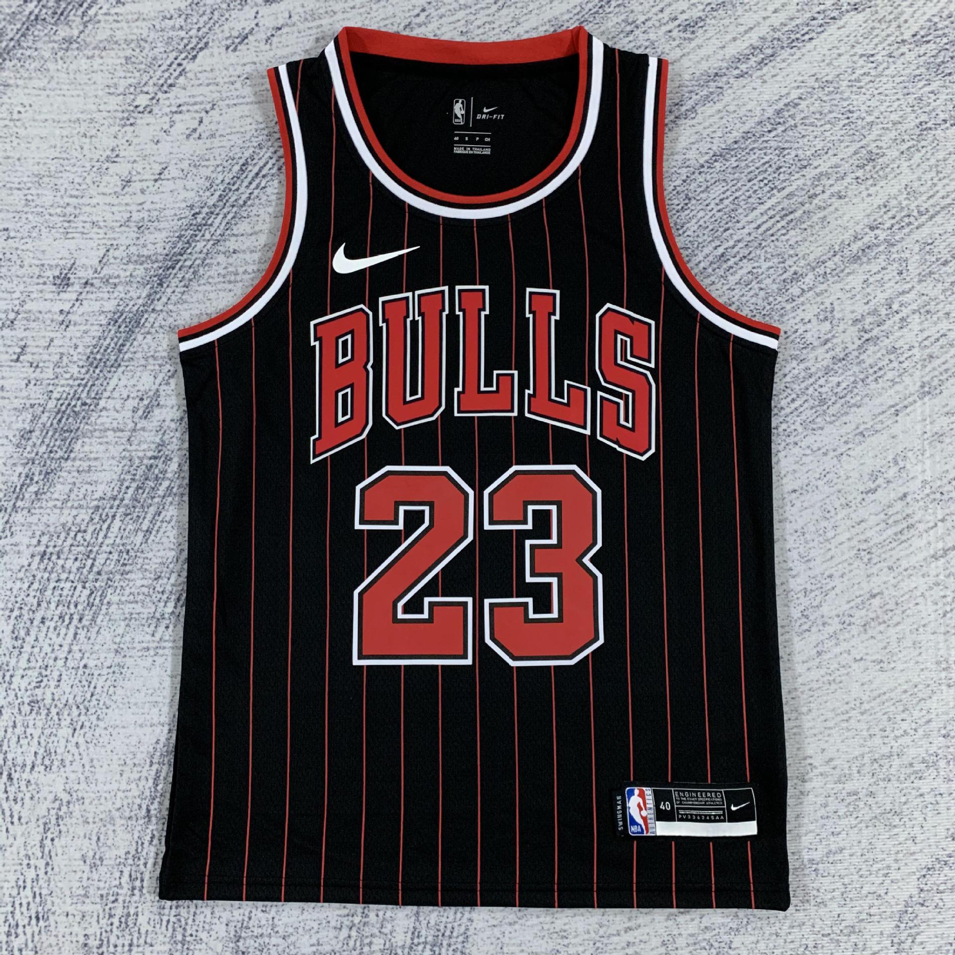 公牛队黑色条纹复古球衣23号乔丹1号罗斯8号拉文33号皮蓬nba球衣