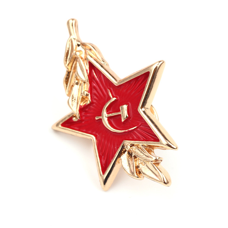 欧美新款五角星苏联cccp徽章胸针翻领针红星镰刀锤符号背包徽章