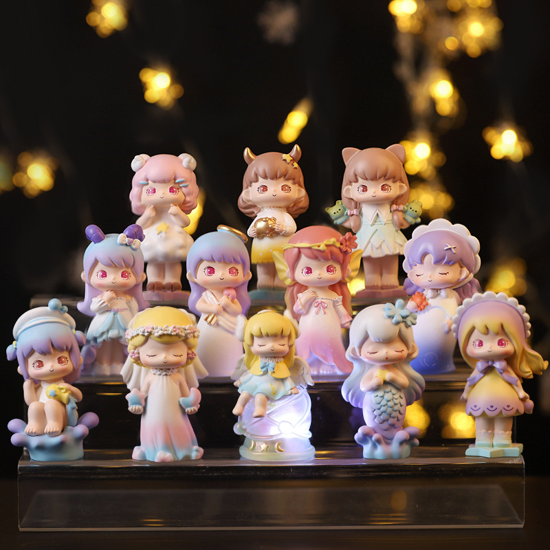 少女桌面公仔摆件可爱泡泡女孩生日礼物人物手办十二星座盲盒