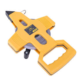 得力铁壳架式钢卷尺50米手提式长钢尺架式软皮尺长卷尺工程测量尺