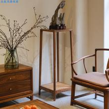 新中式黑胡桃木花架花几全实木置物架现代简约式轻奢型客厅落地架