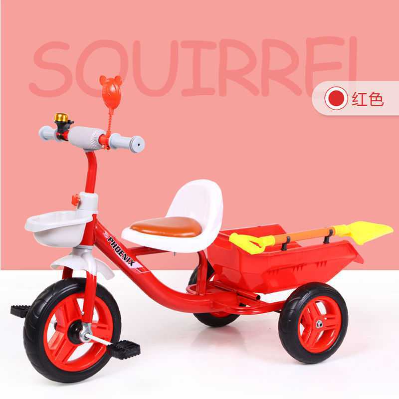 儿童双人三轮手推三轮双胞胎大号婴儿手推车16岁带蓬免充气溜娃