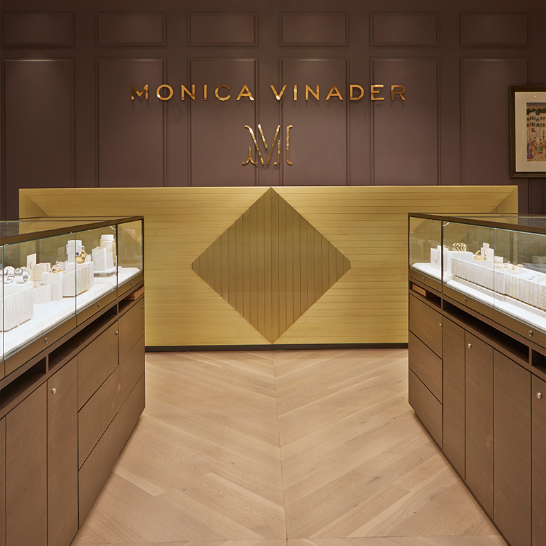 木质珠宝店收银台商场金店整店设计黄金珠宝收银台背柜直角展示柜