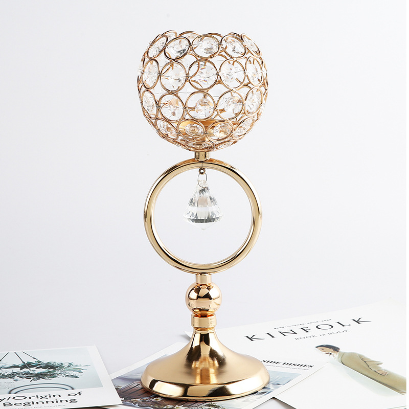 Amazon Nordic Crystal Candlestick Romantic Wedding Props Gold Home Desktop Decoration Metal Ornaments