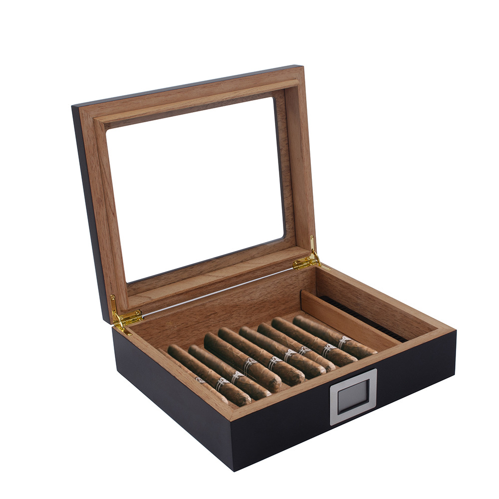 工厂直发雪茄保湿盒黑色哑光雪茄保湿盒10-20支雪茄收纳木盒现货