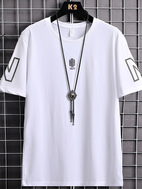 T-shirt Men's Short Sleeve 2023 Summer Thin Loose Trendy Ice Silk Korean Fashion Casual Fashion Brand Boys Top