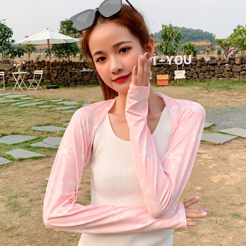 Korean Style Summer Shawl Sun Protection Ice Sleeve Ice Silk UV Protection Casual Oversleeve Outdoor Beauty Back Cycling and Driving Sleeve