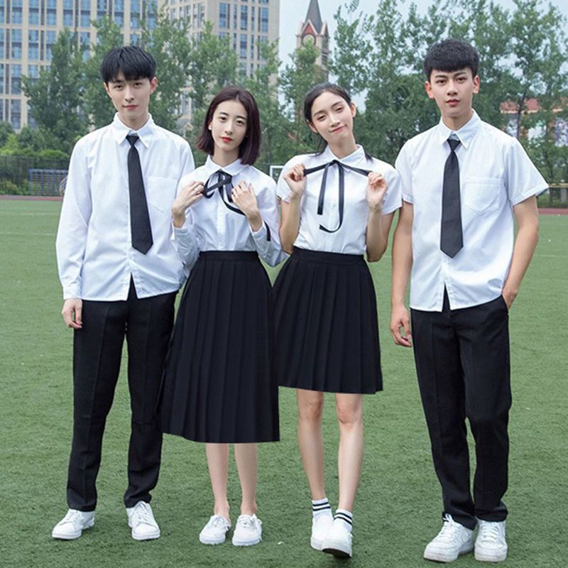 高中生班服套装中小学生合唱比赛演出服学院风校服短袖白衬衫毕业