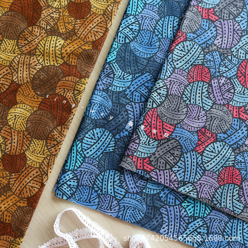 台湾海运发货 #毛线球 DIY手工 全棉厚底印花布 服装童装包