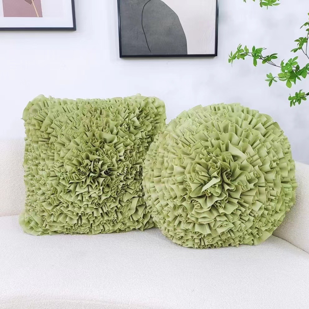 European Ins Style Handmade Pillow 3D Stereo Flower-Pattern Throw Pillow Solid Color Plate Flower Pillow Cover Pillow Sofa Cushion