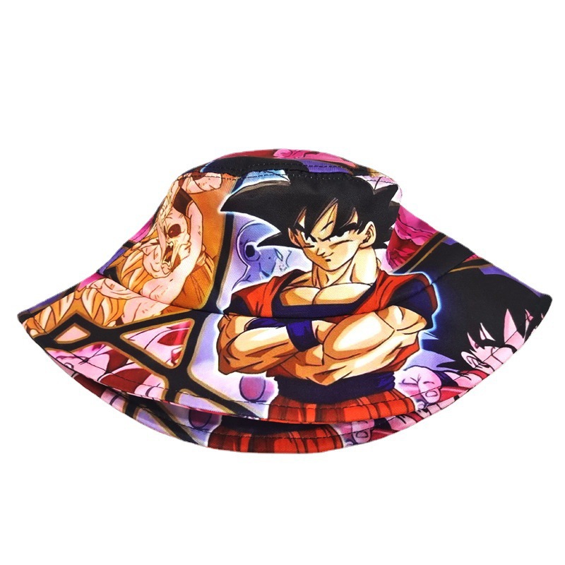 Cross-Border Cartoon Animation Dragon Ball Printing Bucket Hat Japanese Wukong Bucket Hat Men's and Women's Outdoor Sun Protection Sun Hat