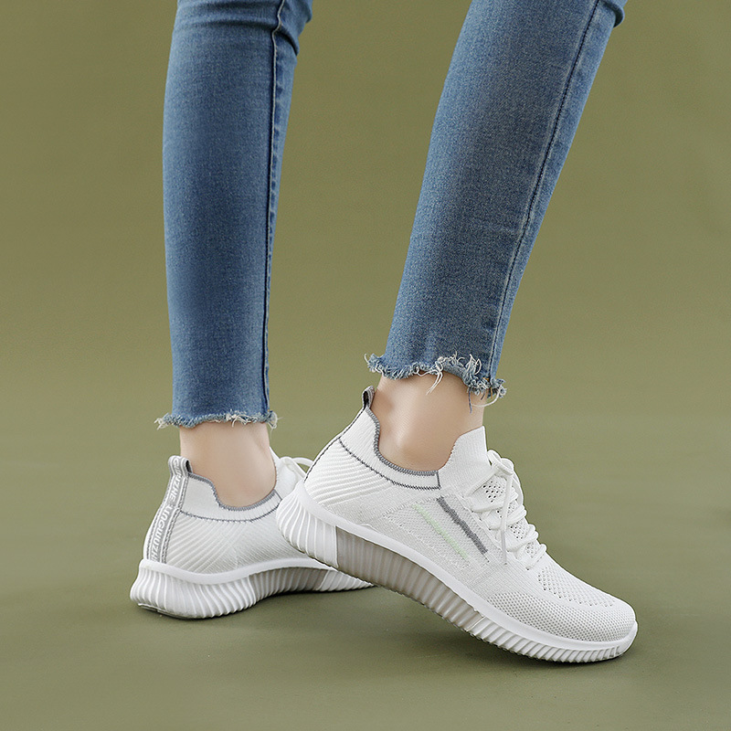 Foreign Trade Women's Shoes 2023 New Cross-Border Flying Woven Shoes Sports and Leisure Breathable Shoes Women's Soft Bottom Stylish Mom Shoes
