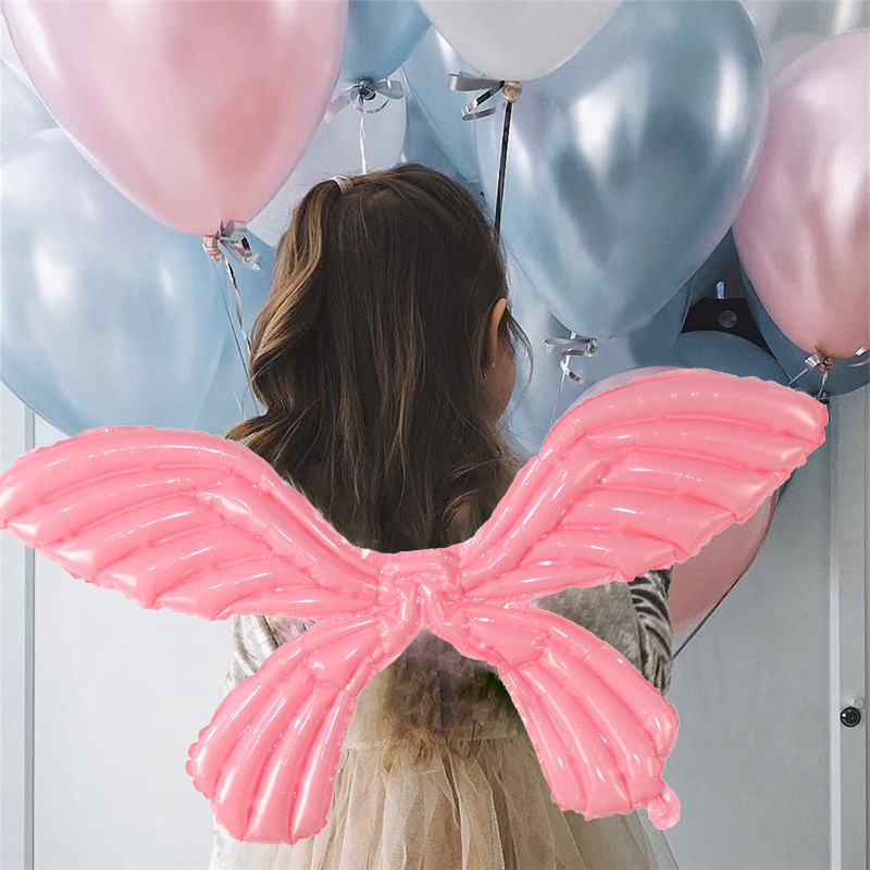 New Internet Celebrity Back-Mounted Butterfly Wings Wholesale Children's Day Wings Balloon Inflatable Aluminum Film Butterfly Balloon Stall