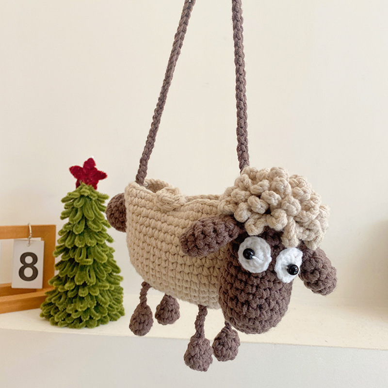 可爱小样洋气编织毛线针织包包女2024新款小众斜挎小包时尚零钱包