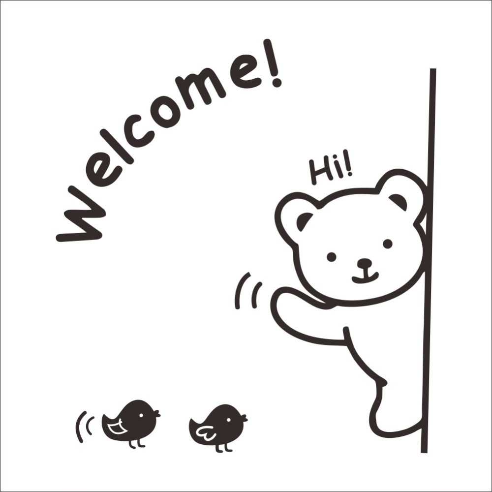 welcome小鸟小熊贴花精雕可移除wall decor跨境速卖shopeedw13322
