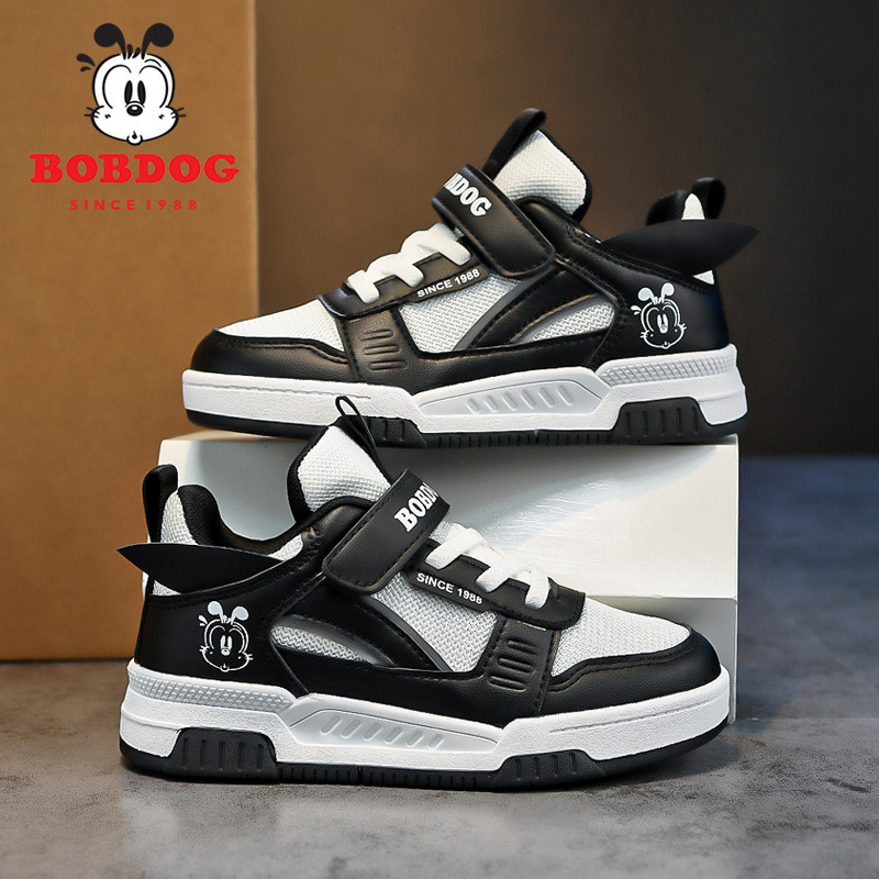 巴布豆男童鞋高帮板鞋春季新款网面透气鞋中大童男孩儿童运动鞋子