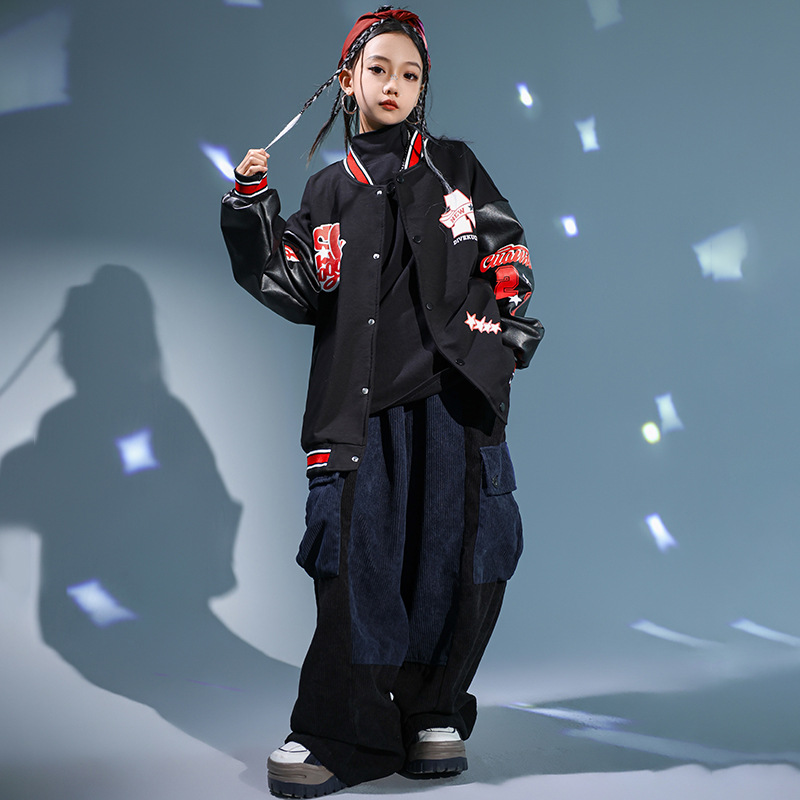 街舞儿童潮服hiphop嘻哈男童夹克套装元旦女童爵士舞蹈表演演出服