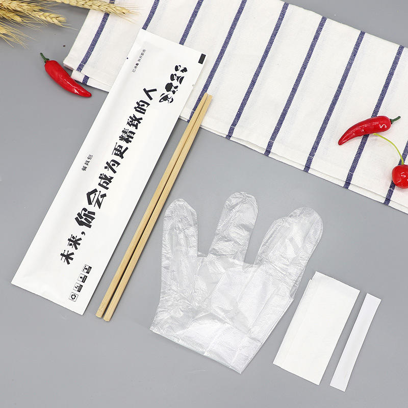 一次性筷子餐具包套装火锅中餐四件套牛皮纸外卖餐具包四合一logo