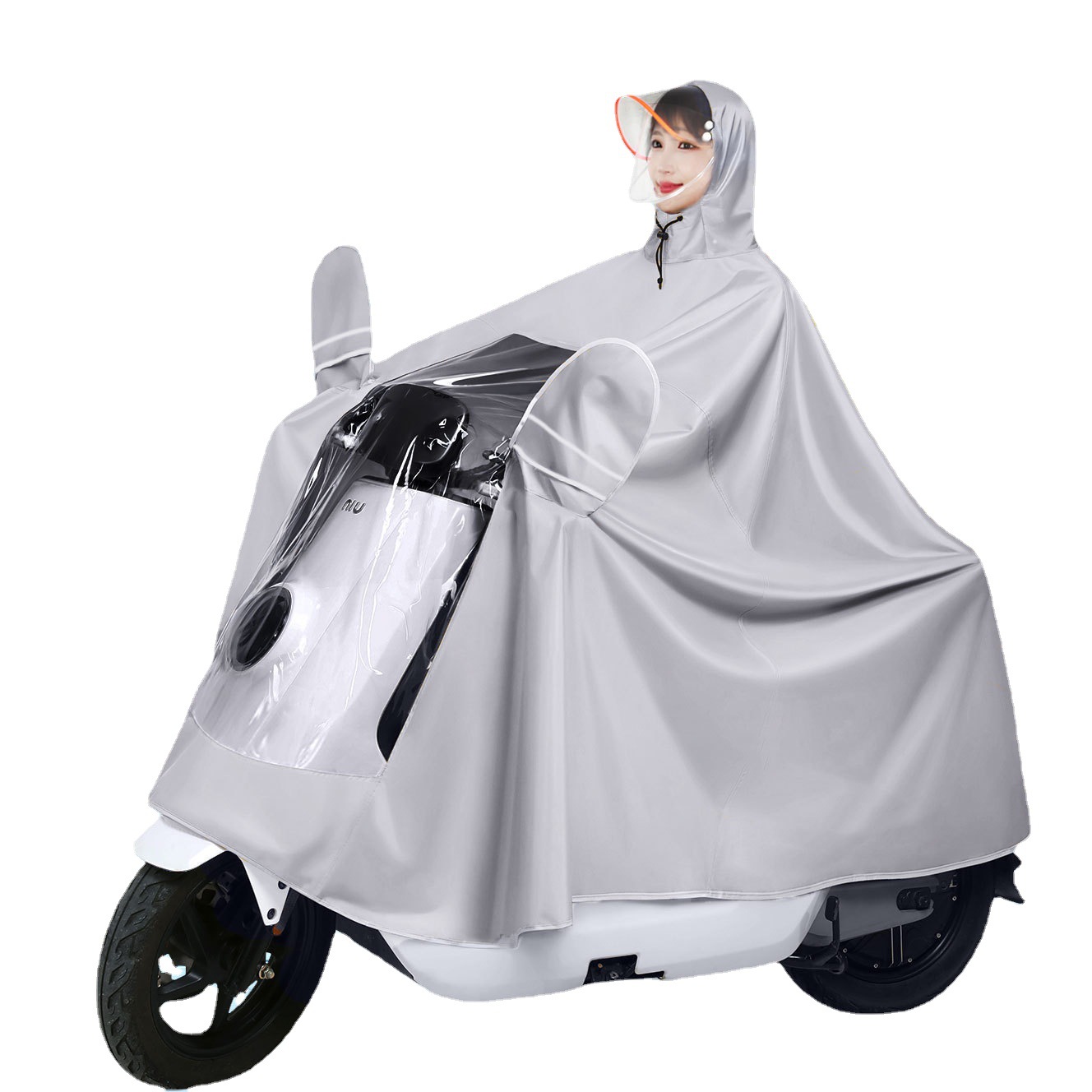 Raincoat Electric Car Motorcycle Poncho Men and Women Adult Single and Double Brim plus-Sized Thickened Battery Car Riding Raincoat