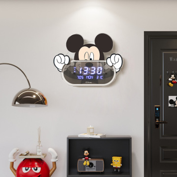 2024新款万年历电子时钟挂表简约现代创意网红米奇挂钟客厅装饰