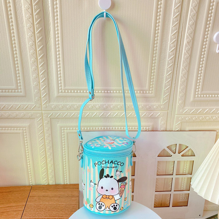 Cartoon Cute Clow M Cylinder Double Zipper Crossbody Bag PU Leather Girl Heart Shoulder Bag Pacha Dog Bucket Bag