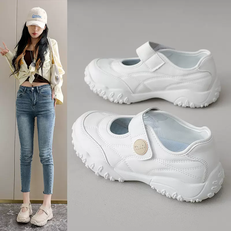 KT26810魔术贴小白鞋2026新款春季玛丽珍运动鞋子时尚百搭妈妈鞋