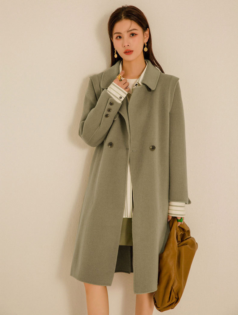 韩系大衣冬天羊毛加厚休闲新款苏州司南服饰中长款双面羊绒大衣