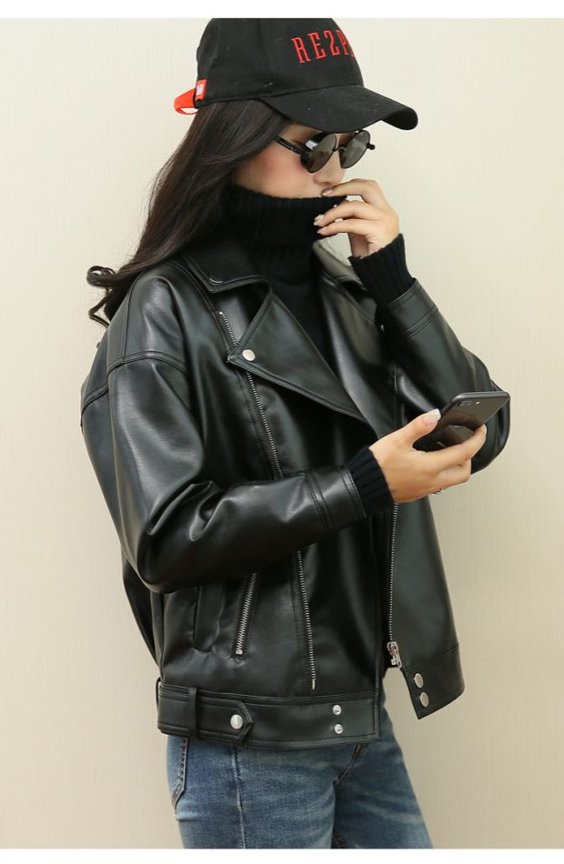 小皮衣外套女短款2020年秋季新款大码皮衣女胖mm秋冬宽松bf皮夹克