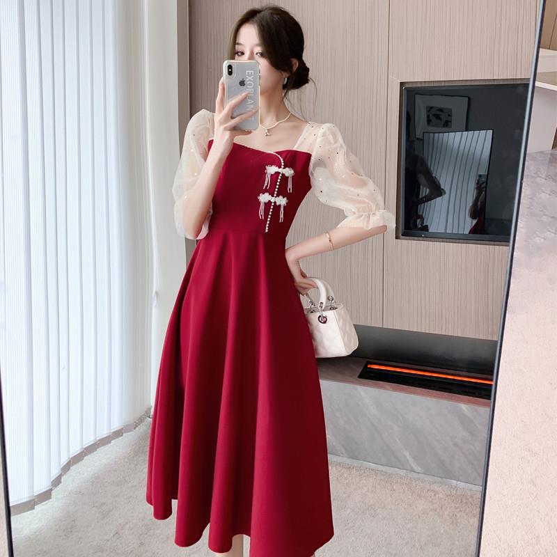 敬酒服新娘夏季结婚酒红色小个子显瘦平时可穿连衣裙订婚礼服裙女