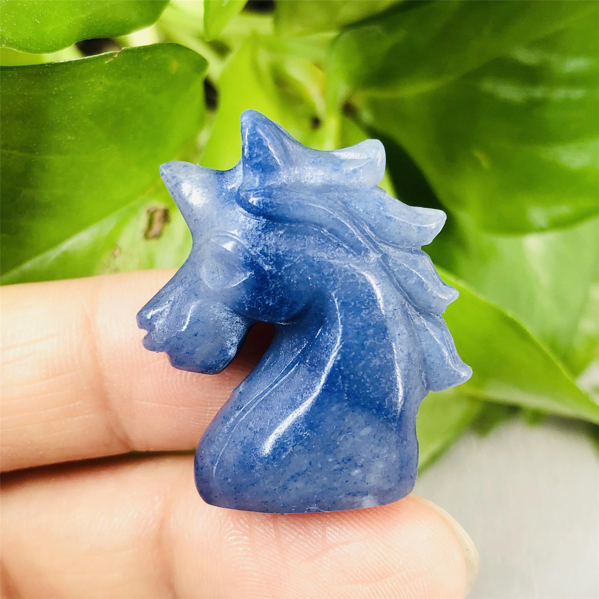 批发天然水晶雕刻迷你独角兽吊坠 1.2寸蓝东陵独角兽挂件装饰品