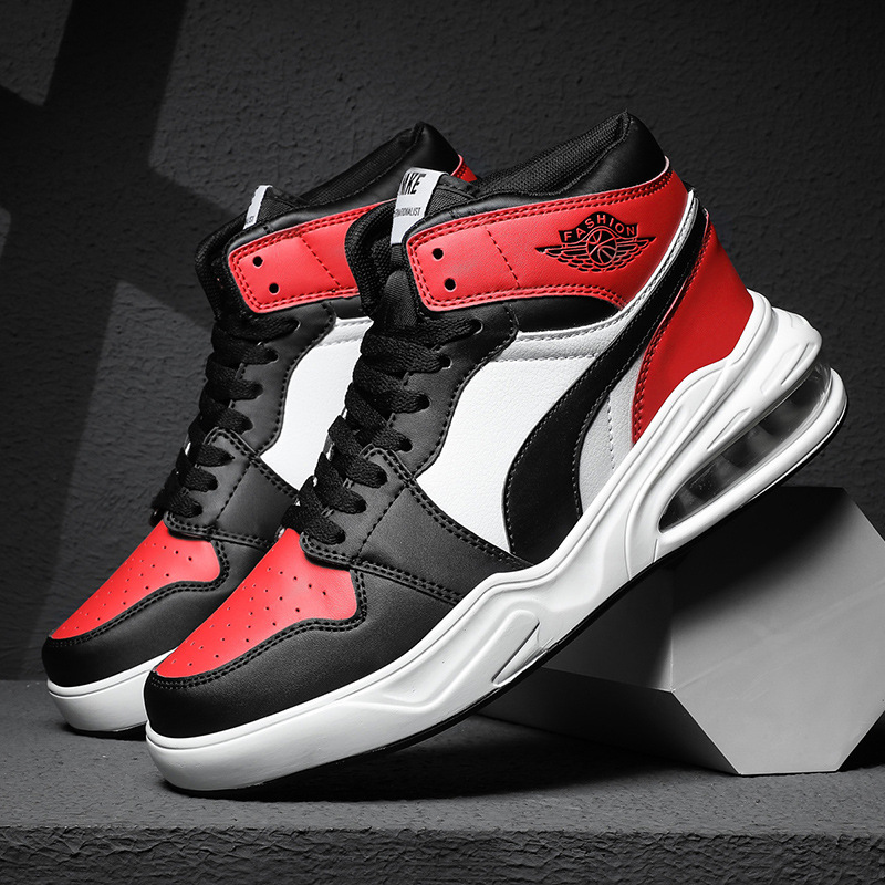 跨境亚马逊速卖通2021新款高帮板鞋气垫怒吼天尊休闲男鞋厂家批发