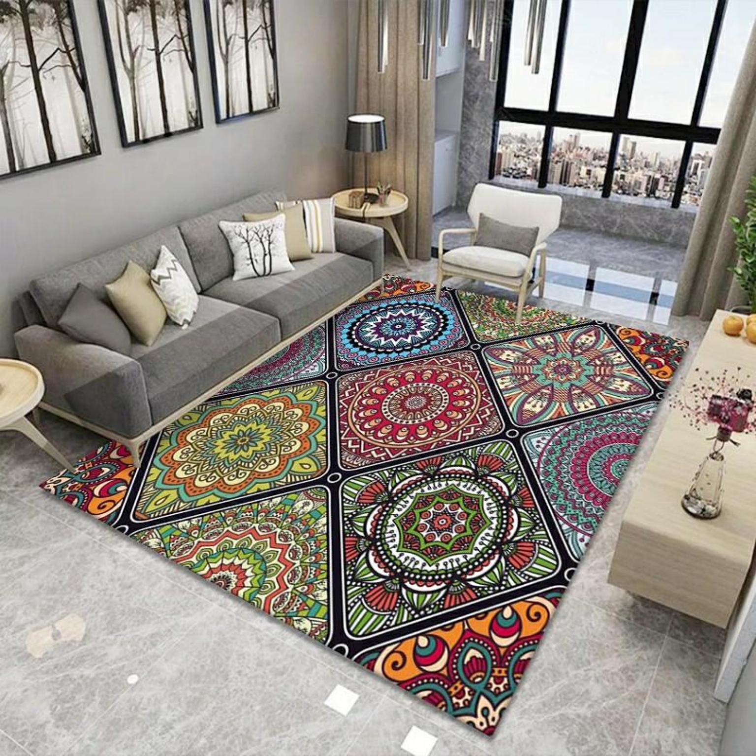 印花现代简约风几何客厅沙发地毯卧室地垫儿童房地垫印染脚垫定制