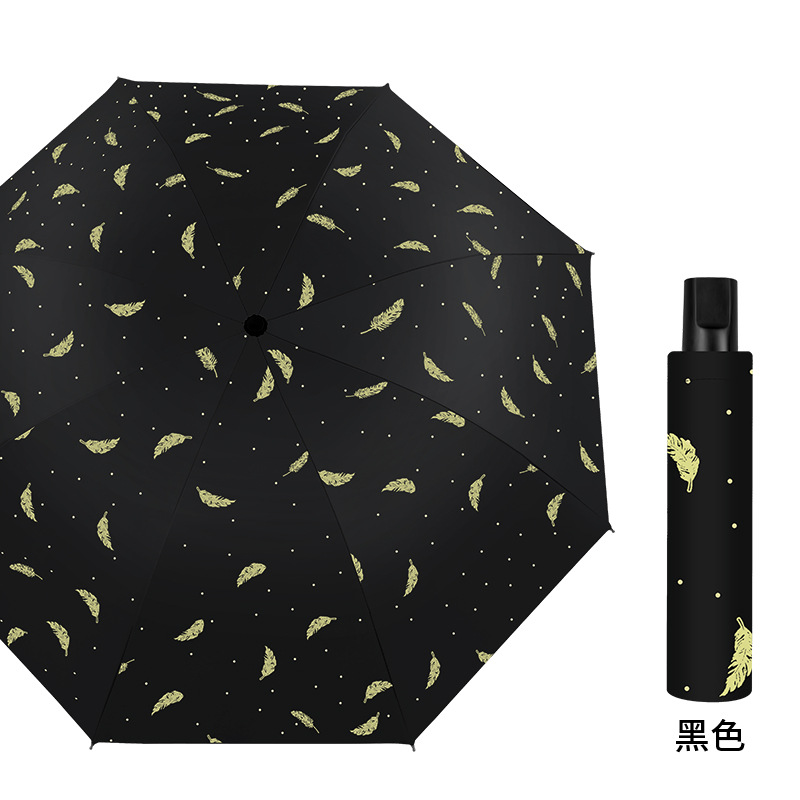 Folding Umbrella Wholesale Manual Gilding Feather Umbrella Wholesale Sun Shade Rain Dual-Use Sun Umbrella Little Girl Umbrella