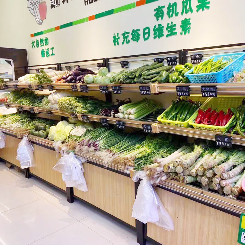 不锈钢蔬菜货架超市生鲜架水果展示架果蔬菜架子多功能钱大妈款