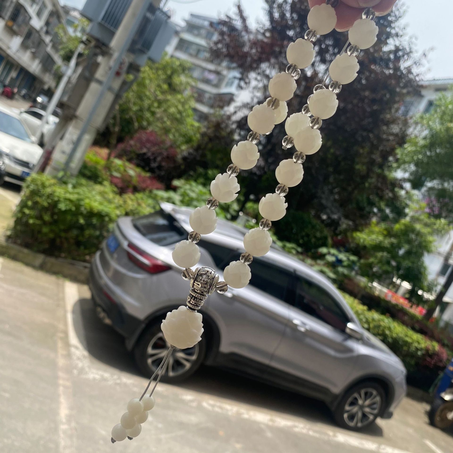 古风车挂莲花福袋紫檀莲花同心锁挂件个性国潮挂饰男女直播礼品