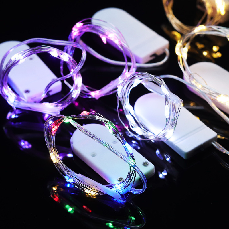 Waterproof Button Led Copper Wire Lighting Chain Cake Bouquet Gift Box Chandeliers Small Colored Lights with Battery Switch