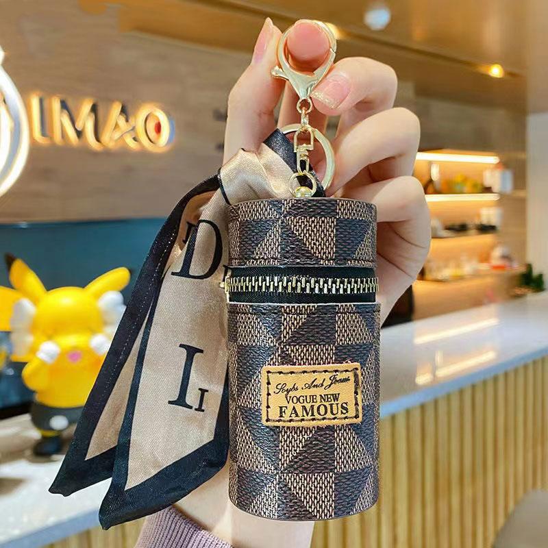 Amazon Hot Sale Portable Lipstick Pack Keychain Mini Cylinder Coin Purse Light Luxury Collection Narun Cream Bag