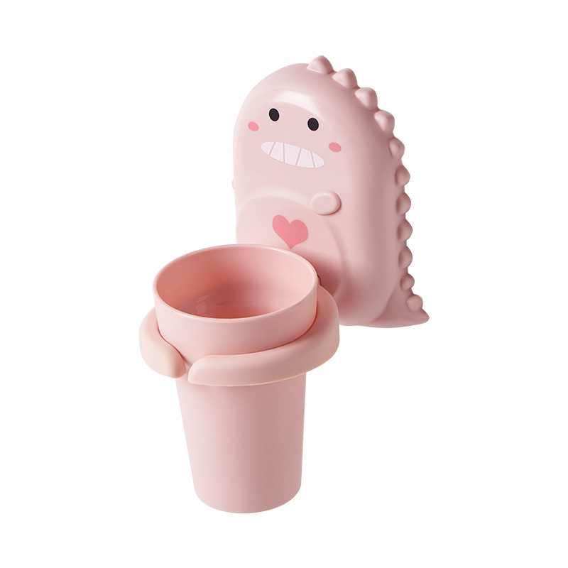 Household Bathroom Bedroom Wall-Mounted Seamless Punch-Free Cute Dinosaur Cup Holder Storage 0652