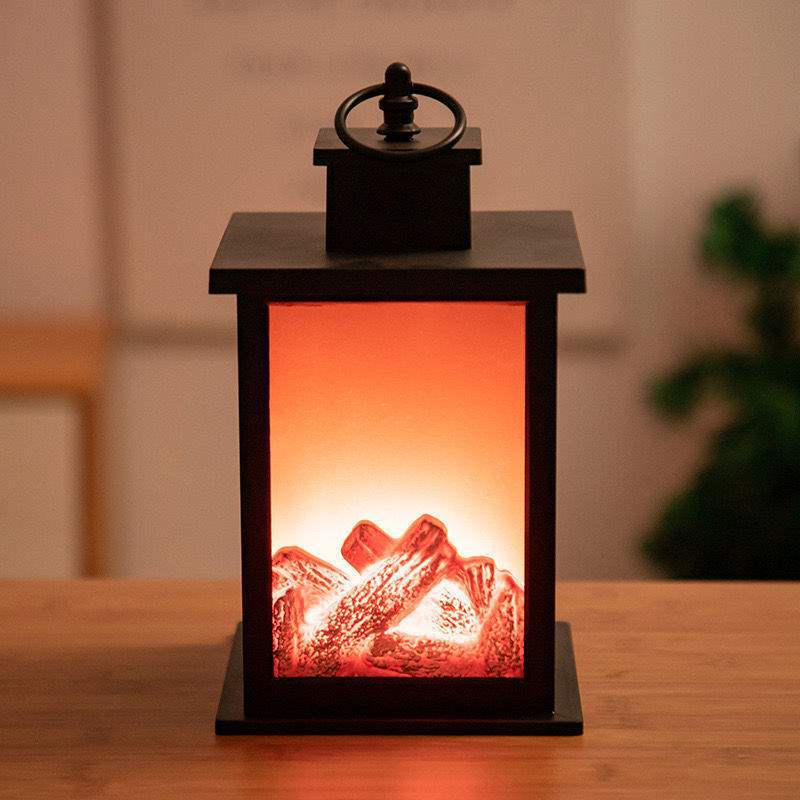 Led Creative Christmas Flame Lamp Candle Fireplace Lamp Firewood Retro Portable Room Layout Decorative Clock